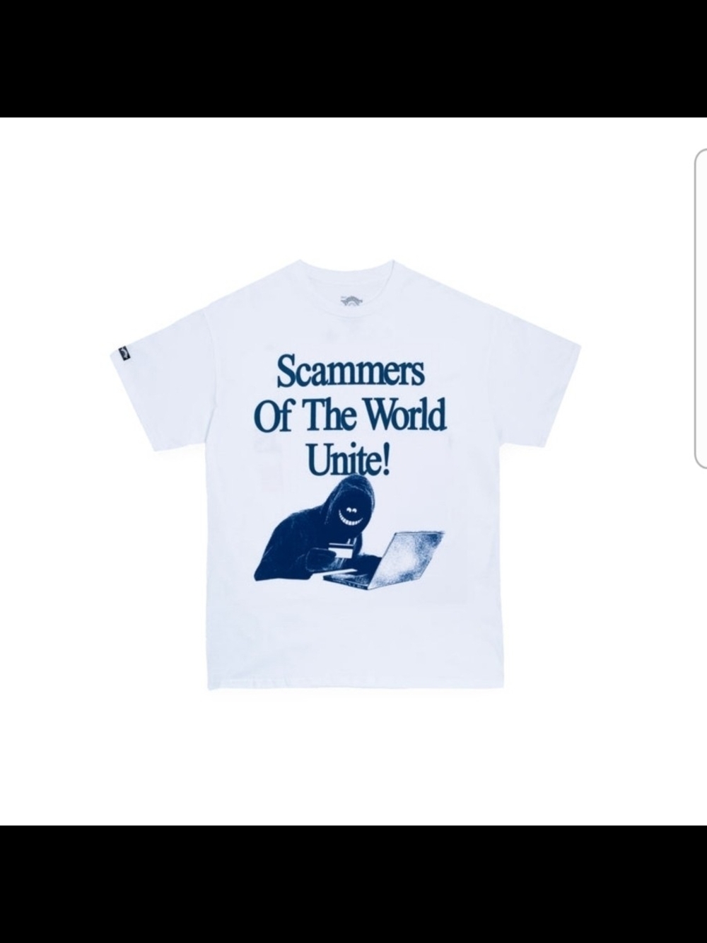 Scammers Unite SS Tee - White SMALL Made In Paradise NWOT